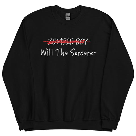 Zombie Boy unisex sweatshirt with printed text design, Stranger Things inspired Steve Harrington zombie costume reference, cozy fandom pullover.