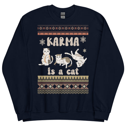 Karma Is A Cat Christmas Sweater