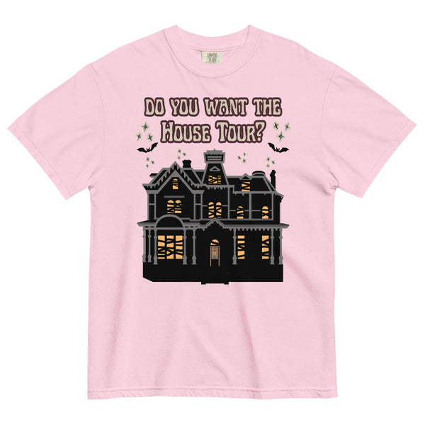 Do You Want the House Tour Comfort Colors shirt, Stranger Things and Sabrina Carpenter mashup, haunted house graphic inspired by Djo arrest moment, vintage unisex tee.