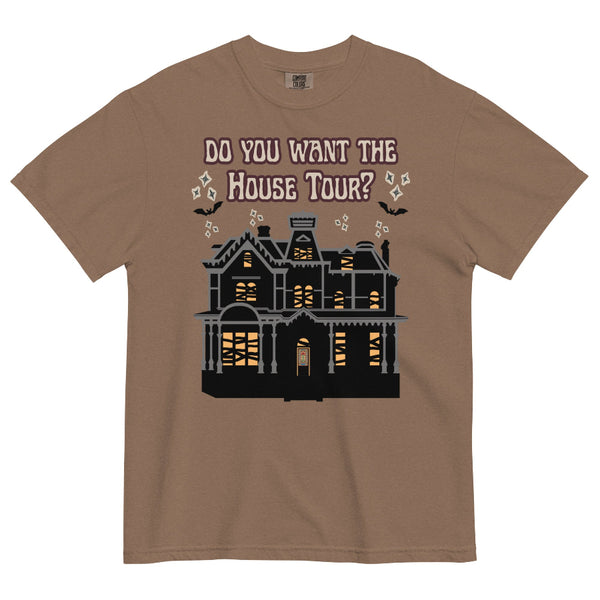 Do You Want the House Tour Comfort Colors shirt, Stranger Things and Sabrina Carpenter mashup, haunted house graphic inspired by Djo arrest moment, vintage unisex tee.