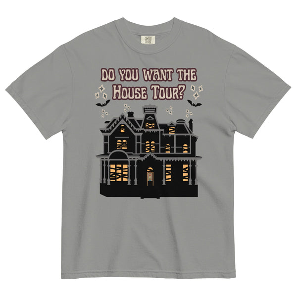 Do You Want the House Tour Comfort Colors shirt, Stranger Things and Sabrina Carpenter mashup, haunted house graphic inspired by Djo arrest moment, vintage unisex tee.