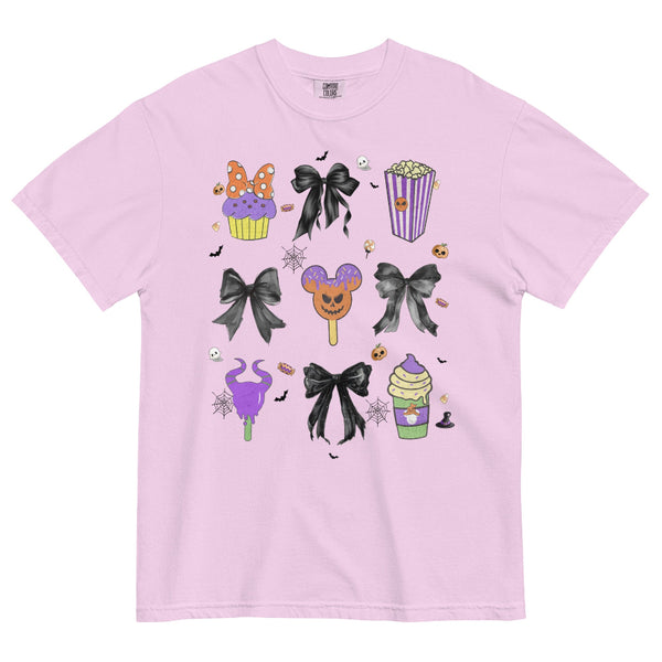 coquette disney parks halloween treats comfort colors shirt popcorn mickey cupcake meleficent starbucks green purple bow bat oogie boogie bash mickeys not so scary party disneyland disneyworld