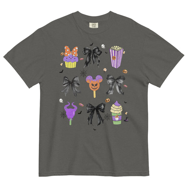 coquette disney parks halloween treats comfort colors shirt popcorn mickey cupcake meleficent starbucks green purple bow bat oogie boogie bash mickeys not so scary party disneyland disneyworld
