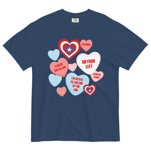 Cap's Candy Hearts Comfort Colors Shirt
