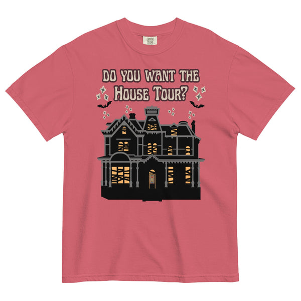 Do You Want the House Tour Comfort Colors shirt, Stranger Things and Sabrina Carpenter mashup, haunted house graphic inspired by Djo arrest moment, vintage unisex tee.