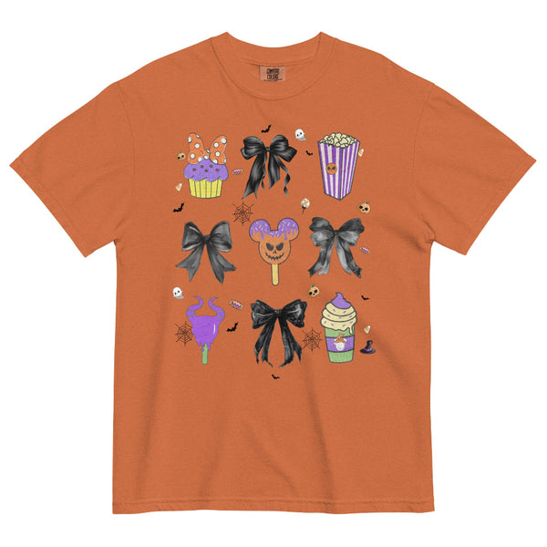 coquette disney parks halloween treats comfort colors shirt popcorn mickey cupcake meleficent starbucks green purple bow bat oogie boogie bash mickeys not so scary party disneyland disneyworld