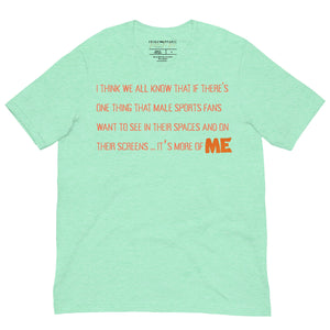 Funny Taylor Swift Shirt New Heights Podcast i think we all know if there's one thing that male sports fans want to see in their spaces and on their screens it's more of me graphic tee shirt gift merch fan travis kelce tayvis fangirl the life of a showgirl music mint green orange TS12