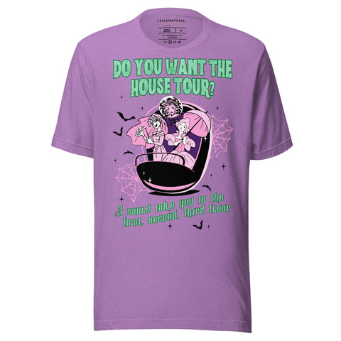 do you want the house tour i could take you to the first second third floor haunted mansion ride disneyland disneyworld graphic tee t-shirt sabrina carpenter house tour mans best friend costume halloween party shirt