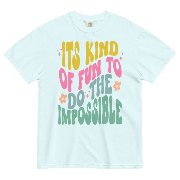 Comfort Colors Disney inspired shirt reading “It’s Kind Of Fun To Do The Impossible”