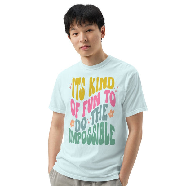Comfort Colors Disney inspired shirt reading “It’s Kind Of Fun To Do The Impossible”