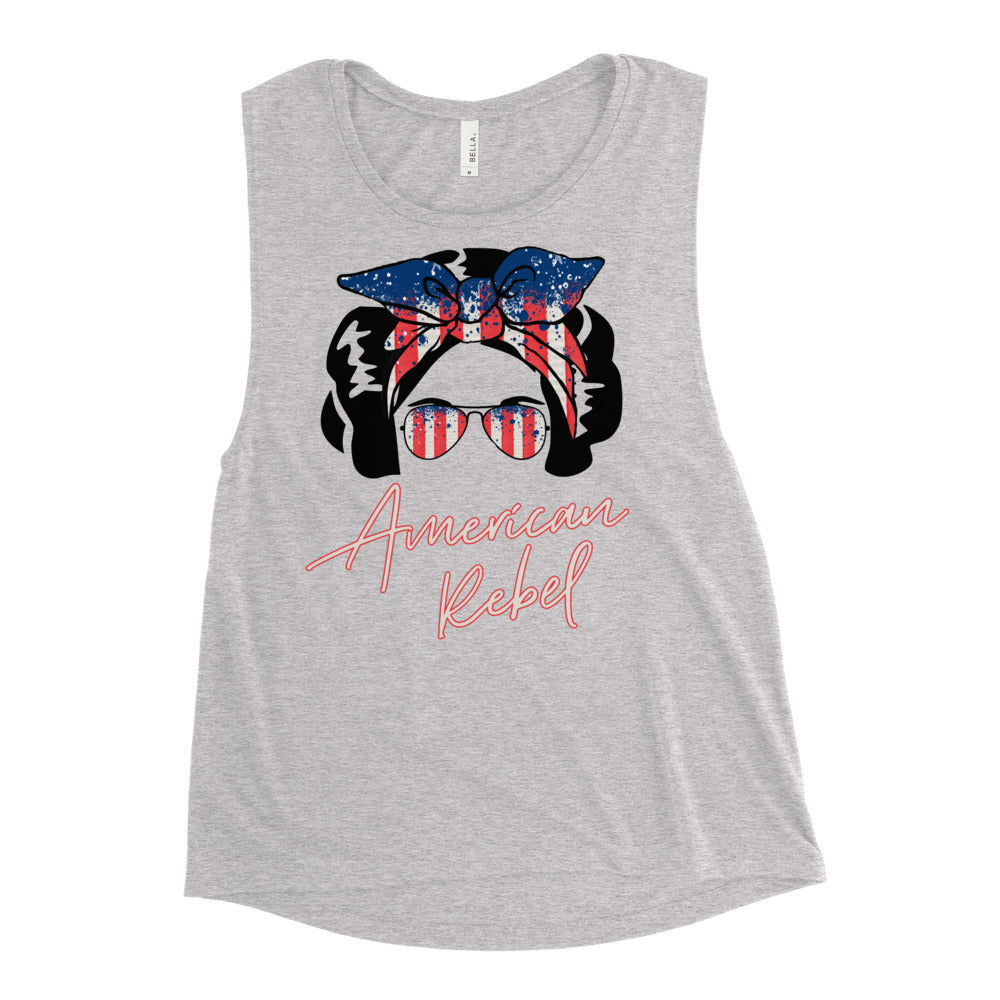 Grey American Rebel Space Buns Women's Muscle Tank