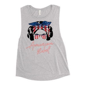 Grey American Rebel Space Buns Women's Muscle Tank