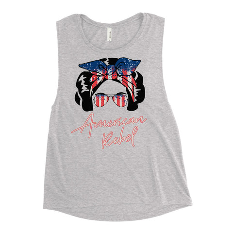 Grey American Rebel Space Buns Women's Muscle Tank