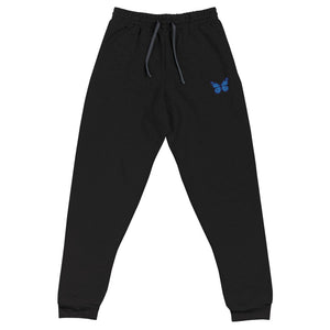 Blue Butterfly Embroidered Joggers