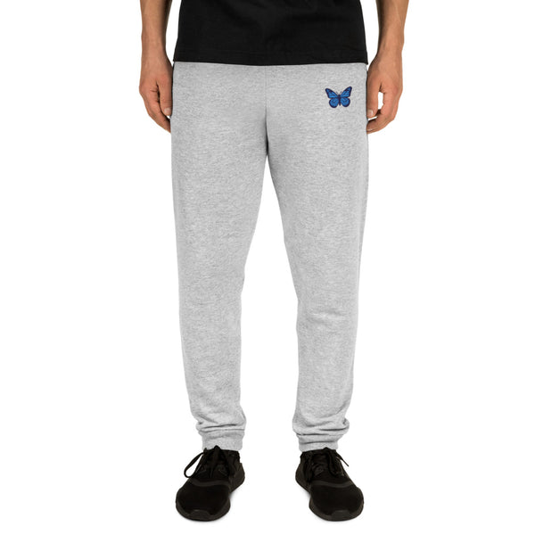 Blue Butterfly Embroidered Joggers