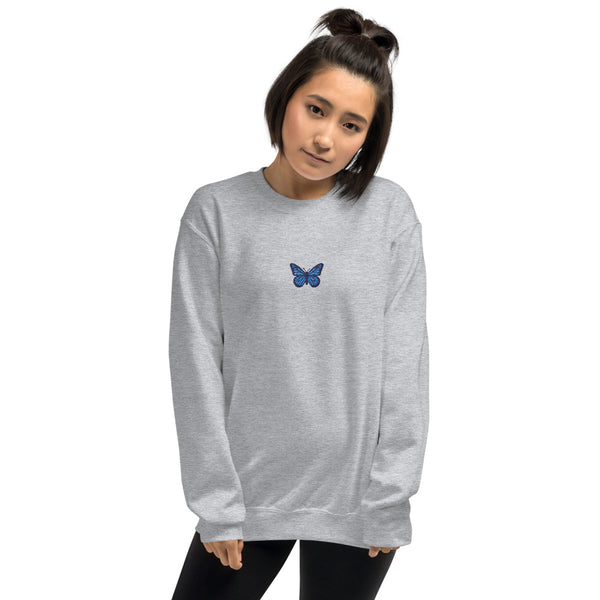 Blue Butterfly Embroidered Sweater
