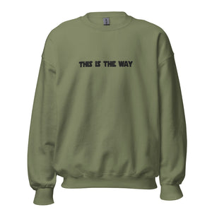 This Is The Way Embroidered Sweatshirt the mandalorian grogu baby yoda din djarin pedro pascal Star Wars sweater jumper pullover hoodie gray grey black yellow green armor helmet cosplay gift movie merch Disneyland Disneyworld Galaxy's Edge Batuu bound hollywood studios star wars celebration