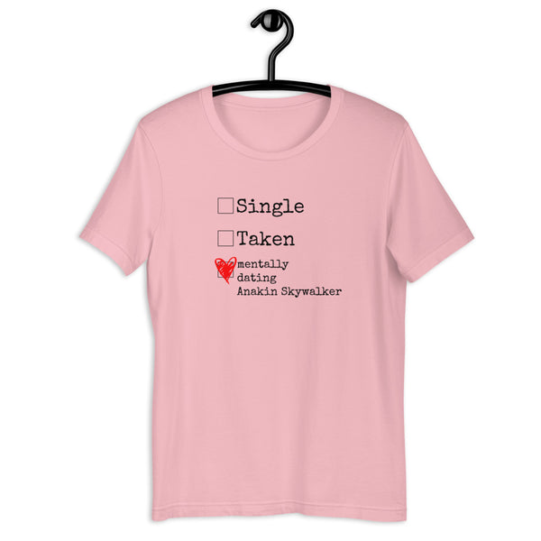 Custom Mentally Dating Shirt, personalize with your celebrity movie character crush. Mentally Dating Kylo Ren in white with red heart on black t-shirt. Size inclusive XS-4XL. Worldwide shipping. Nerdy fan merchandise outfits. Anakin Skywalker prequels Obi Wan kenobi Darth Vader Hayden christensen