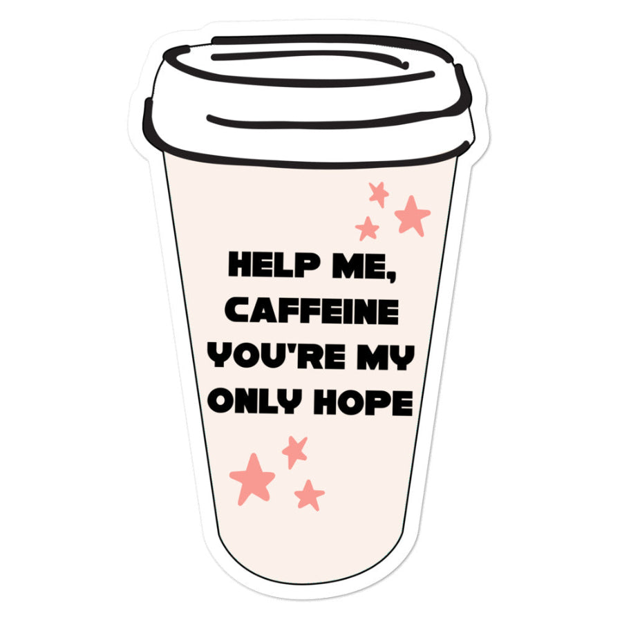 Help Me Caffeine You're My Only Hope Cup Sticker Kenobi Leia Trilogy ...