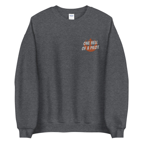Minimal embroidered One Hell Of A Pilot sweatshirt inspired by Poe Dameron
